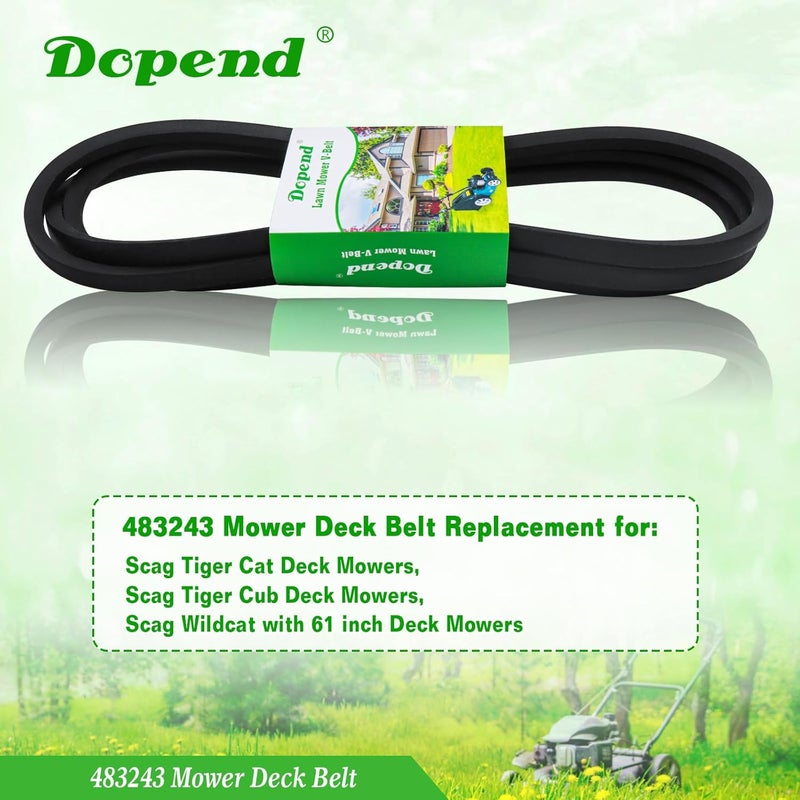 Dopend 483243 Mower Deck Belt 5/8'' x 135-1/2'' for Scag Tiger Cat, Scag Tiger Cub, Scag Wildcat with 61 inch Deck, Replaces 483243 Scag Deck Belt - Image 2
